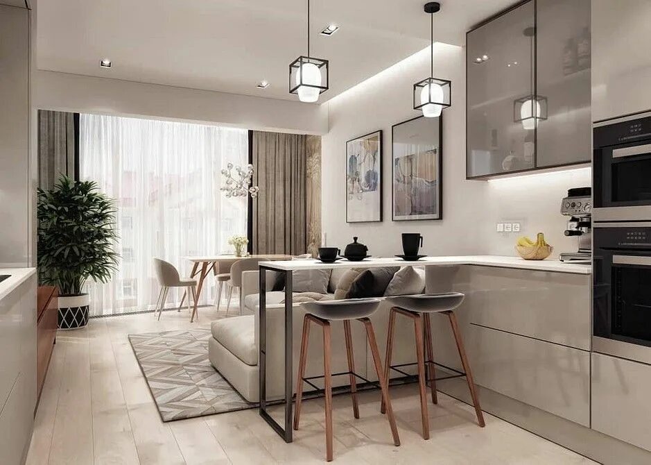 Кухня столовая 17 кв м дизайн фото Дизайн кухни-гостиной 20 кв. м. - 35 фото интерьеров от IVD.ru Small kitchen des