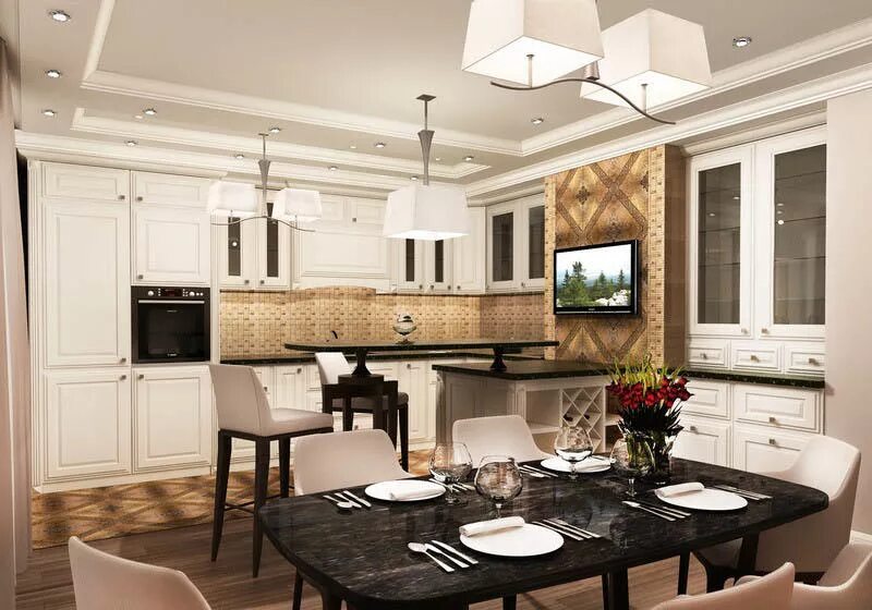 Кухня столовая дизайн фото Дизайн кухни столовой: фото планировки, проект мебели, стульев, совмещение столо