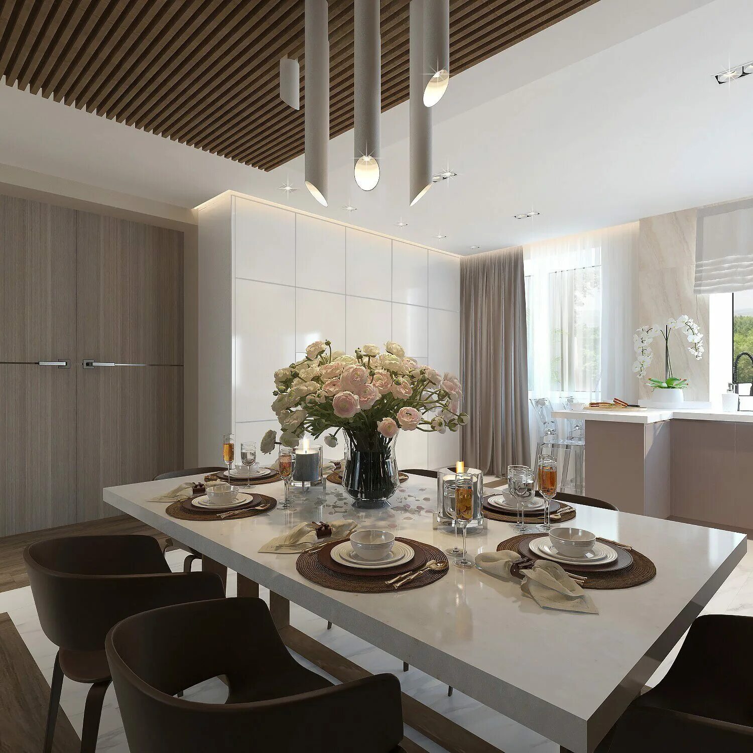 Кухня столовая дизайн интерьер фото частного дома Современные кухни столовая