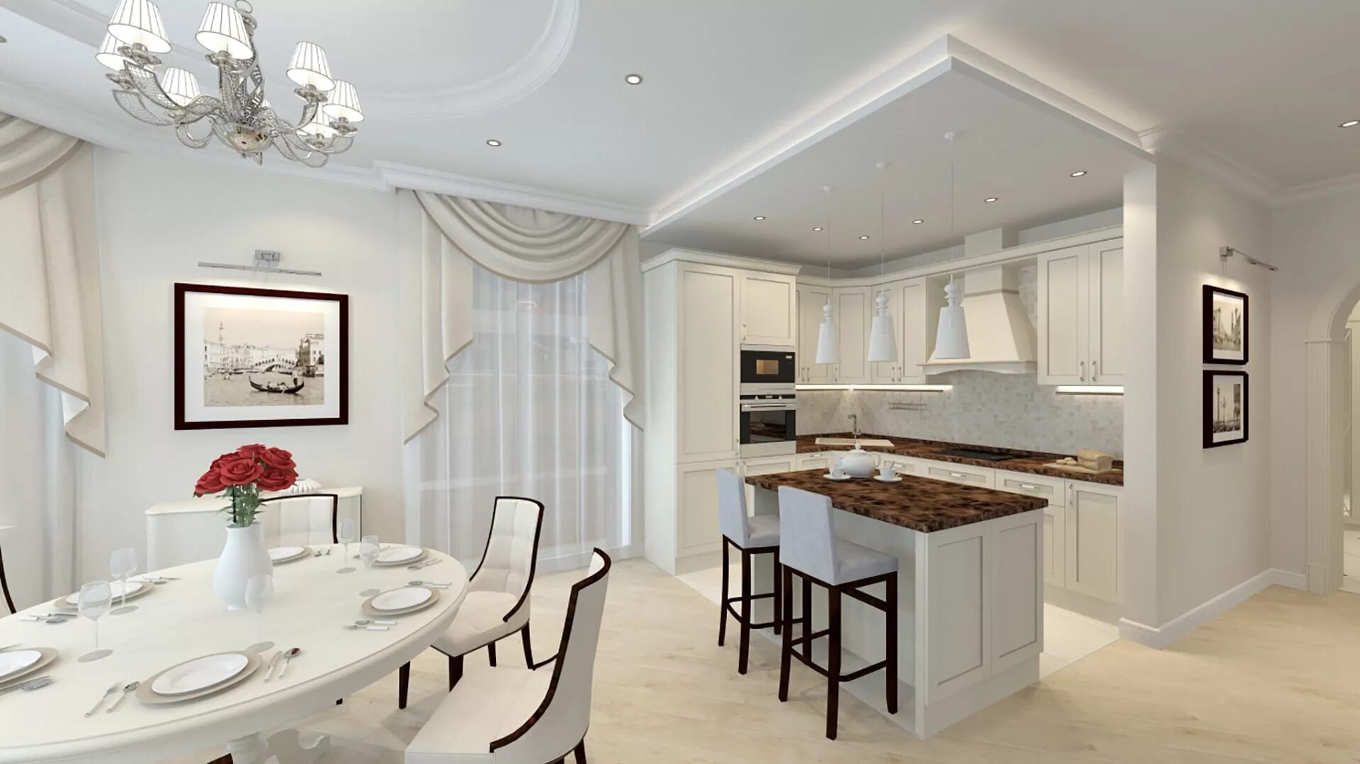 Кухня столовая доме фото Дизайн-проект загородного дома в пос.Горки Услуги дизайнера интерьера