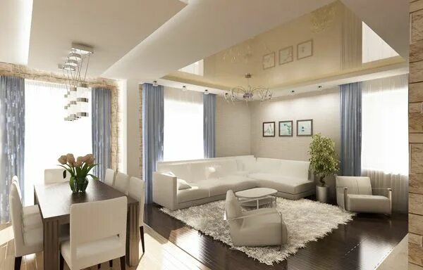 Кухня столовая гостиная дизайн в современном стиле Когато светлината влезе в съюз с геометрията... - Интериорен дизайн - списание Ж