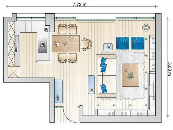 Кухня столовая гостиная планировка 35 кв Превращаем квартиру в "домик у моря": немецкий опыт объединения гостиной и кухни