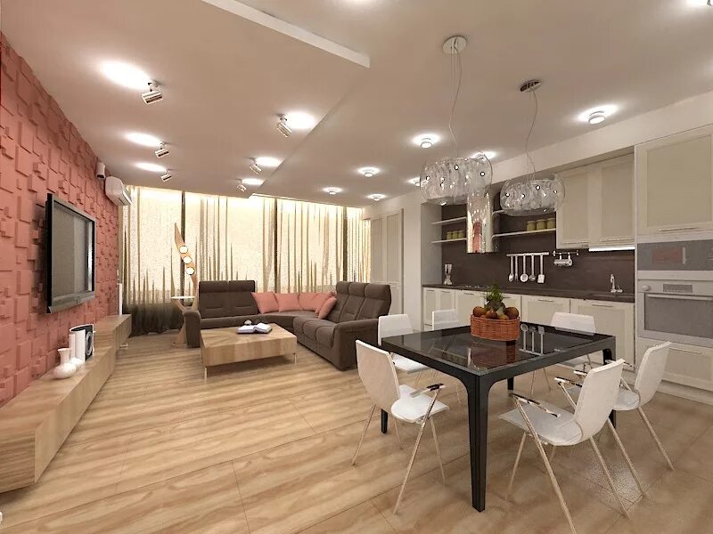 Кухня столовая гостиная планировка 40 кв Гостинная-кухня 50 кв.м 40321 - Галерея Арт. Саратов