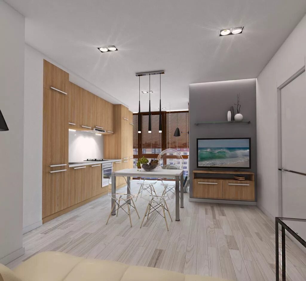 Кухня столовая гостиная планировка 40 кв Фотографии работы: Дизайнерское наполнение: столовая + гостинная