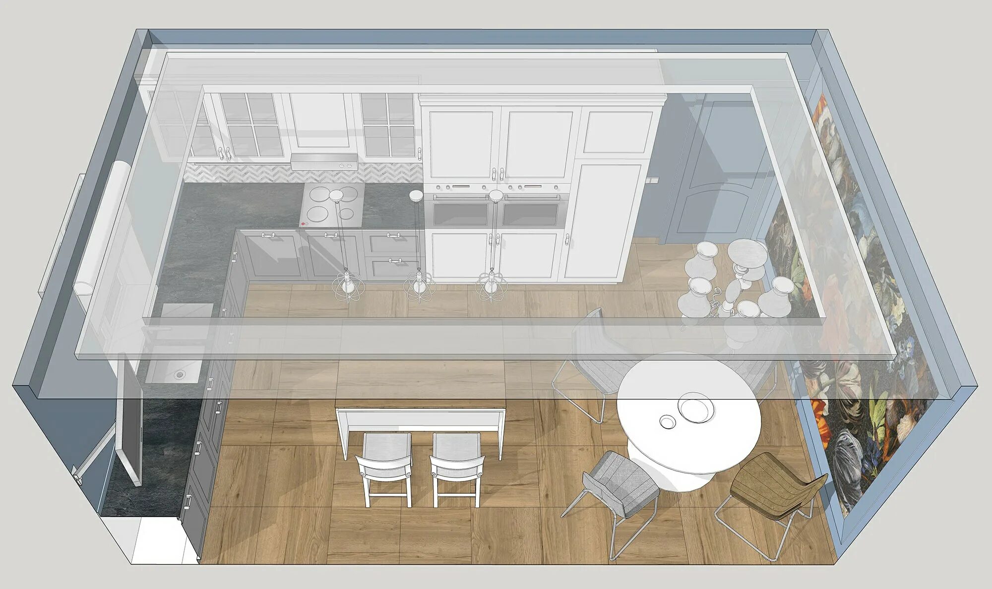 Кухня столовая гостиная планировка Дом. Кухня-столовая. Концепция. :: Behance