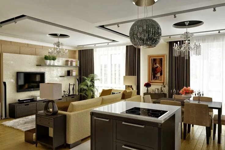 Кухня столовая гостиная планировка фото гостиная с кухней современная классика Блог о дизайне интерьера: Гостиная-столов