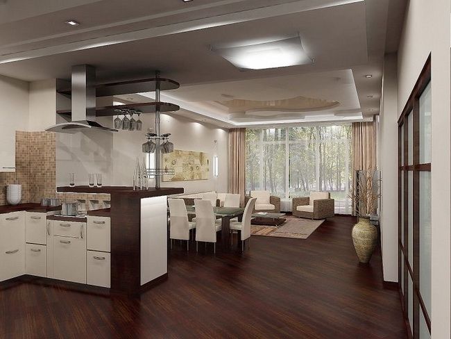 Кухня столовая гостиная планировка фото Brown Interior, InnDesign.ge Brown interior, Interior, Home