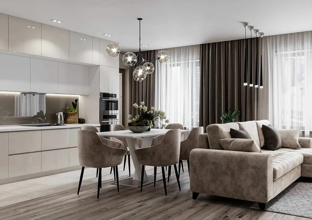 Кухня столовая гостиная современный дизайн Илья Еремкин в Instagram: "Начали новый проект, на этот раз квартира в два этаж.