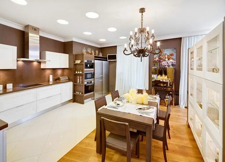 Кухня столовая интерьер квартиру Квартира с просторной террасой в Киеве Luxury kitchen design, Apartment interior