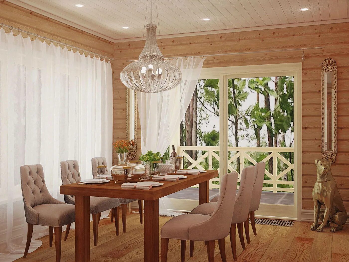 Кухня столовая в деревянном доме дизайн фото Interior design of a wooden house on Behance