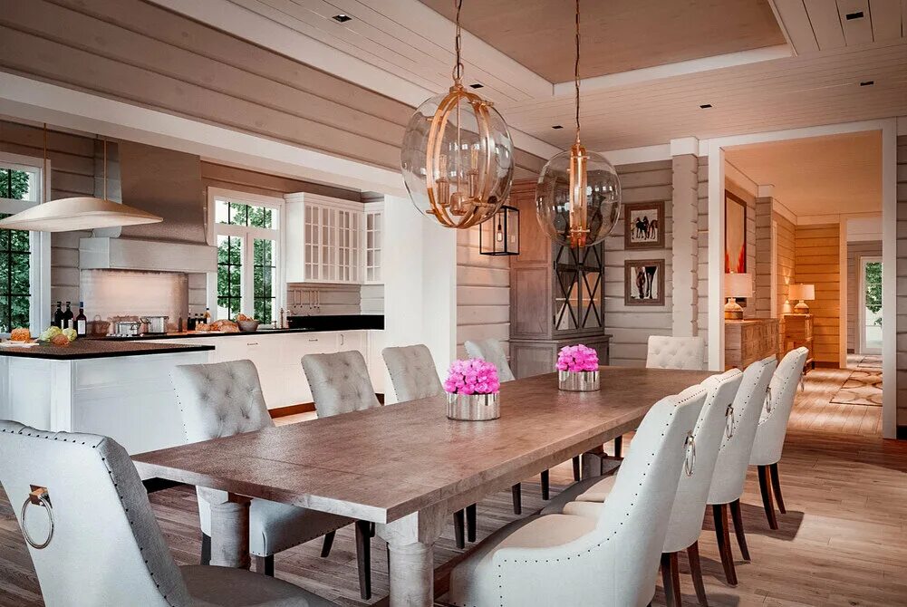 Кухня столовая в деревянном доме дизайн фото Кухня-столовая в загородном доме: уютные, стильные и многофункциональные решения