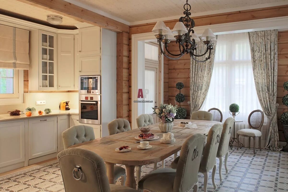 Кухня столовая в деревянном доме дизайн фото Дизайн интерьера дома из бруса