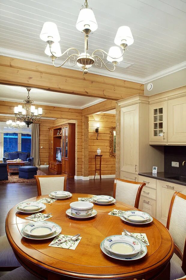 Кухня столовая в деревянном доме дизайн фото Дизайн кухни и столовой оранжевого цвета: 1857 фото лучших интерьеров на INMYROO