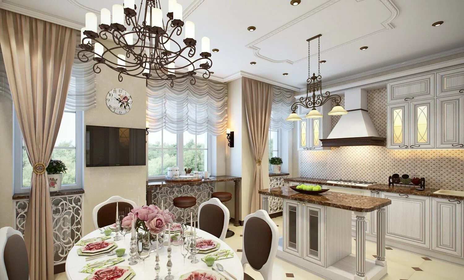 Кухня столовая в доме дизайн фото Кухня столовая в частном доме фото - DelaDom.ru