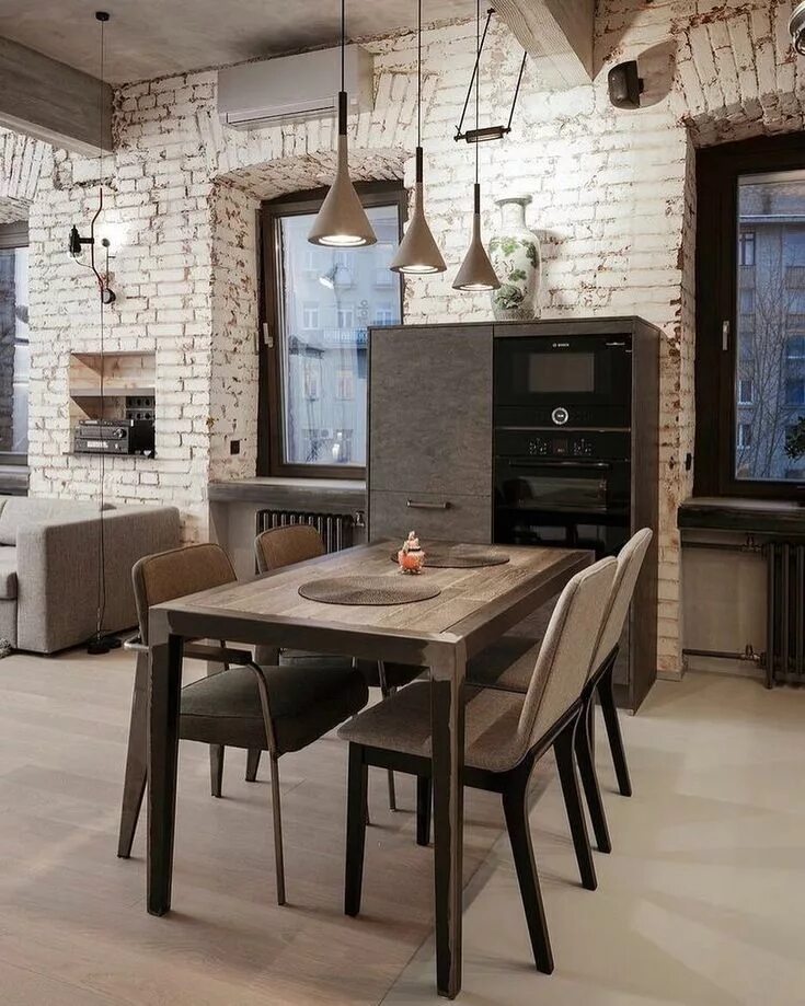 Кухня столовая в стиле лофт Пин на доске Дизайн Квартира в стиле лофт, Интерьер, Бетонный дизайн