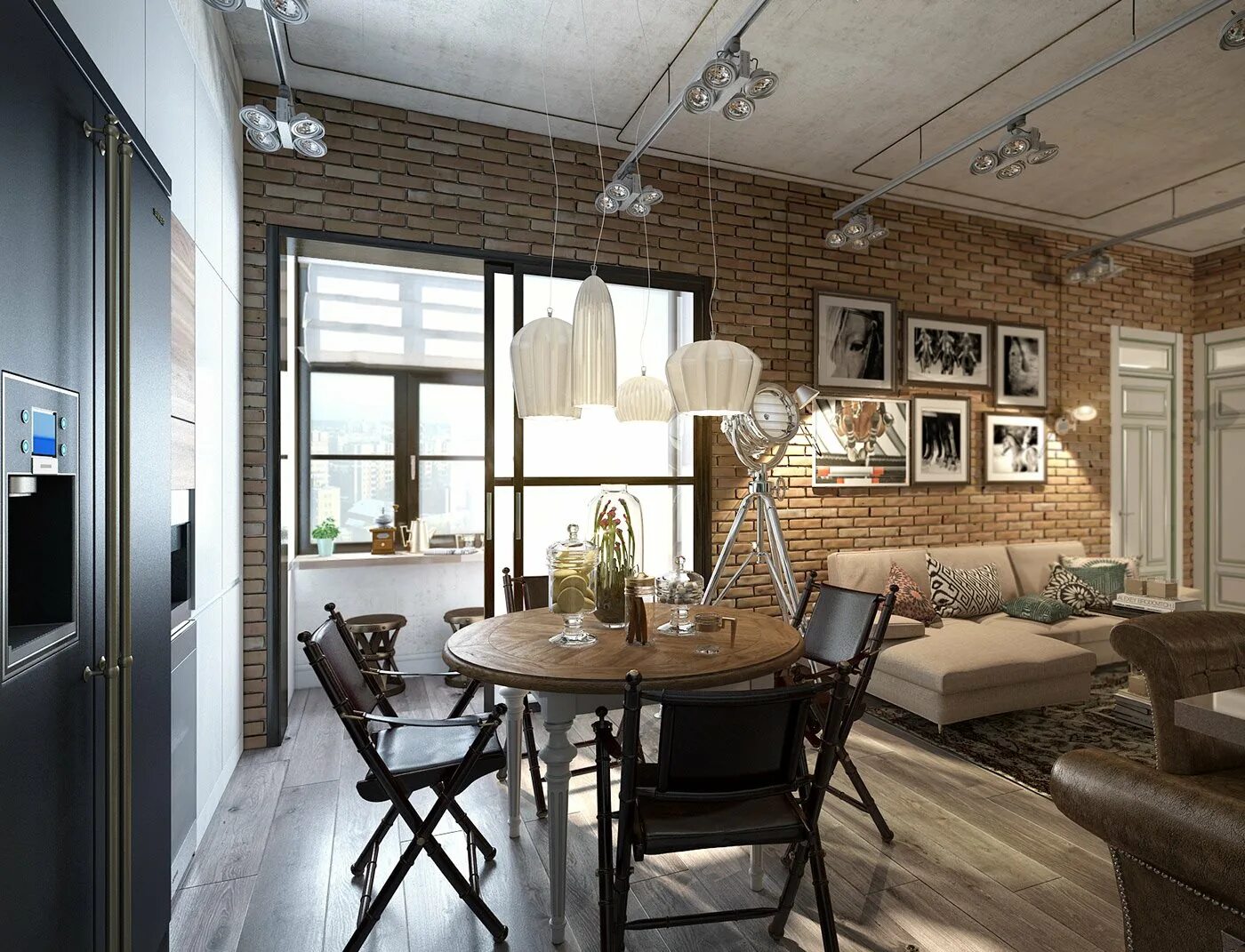 Кухня столовая в стиле лофт Кухня столовая в стиле лофт - 67 фото