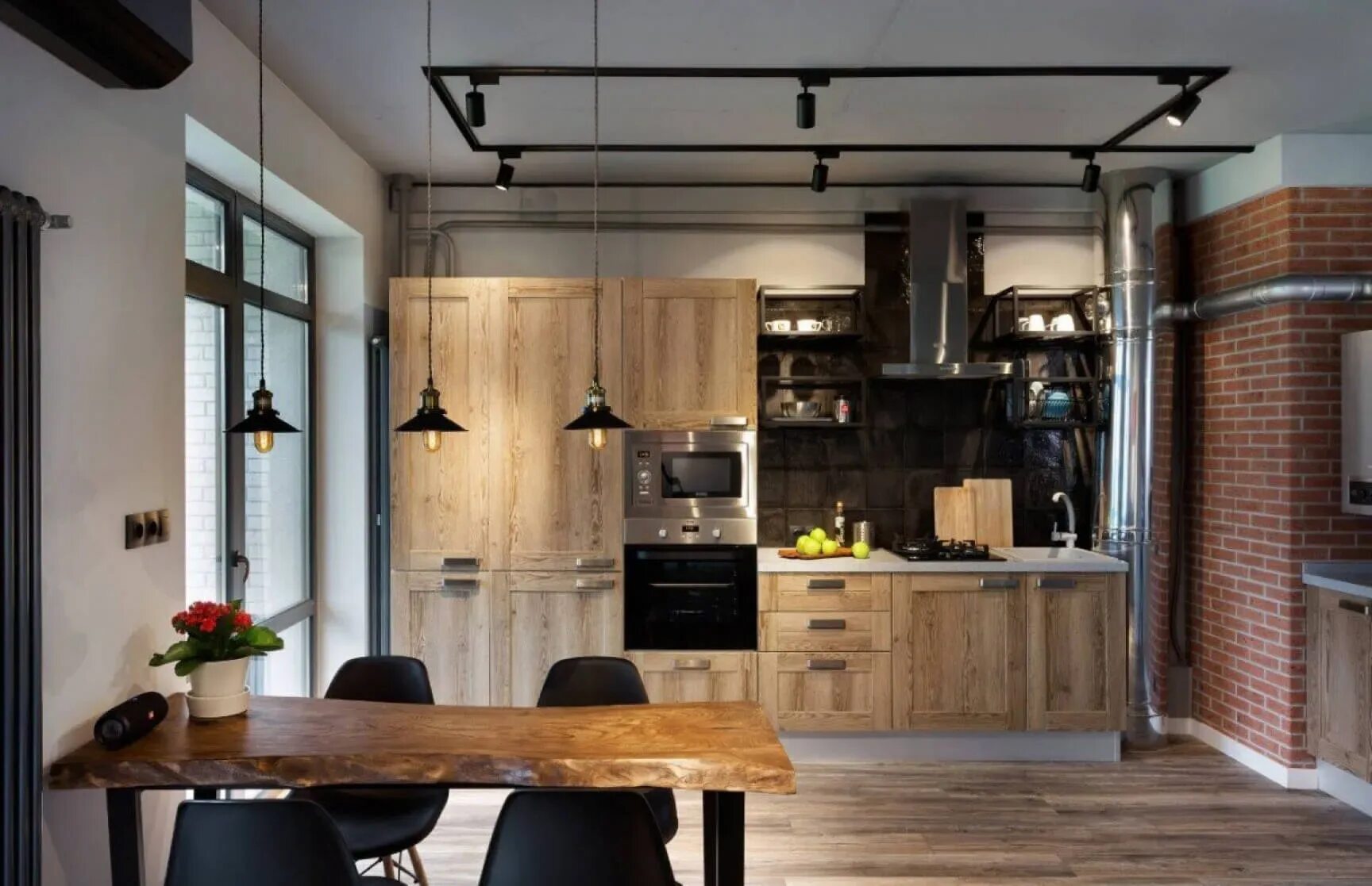 Кухня столовая в стиле лофт Кухни в стиле лофт на заказ купить в Москве по индивидуальным размерам