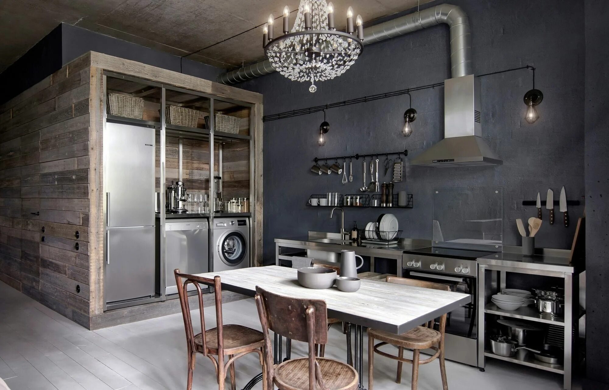 Кухня столовая в стиле лофт Лофт с минимальной отделкой для сдачи в аренду - INMYROOM Industrial kitchen des