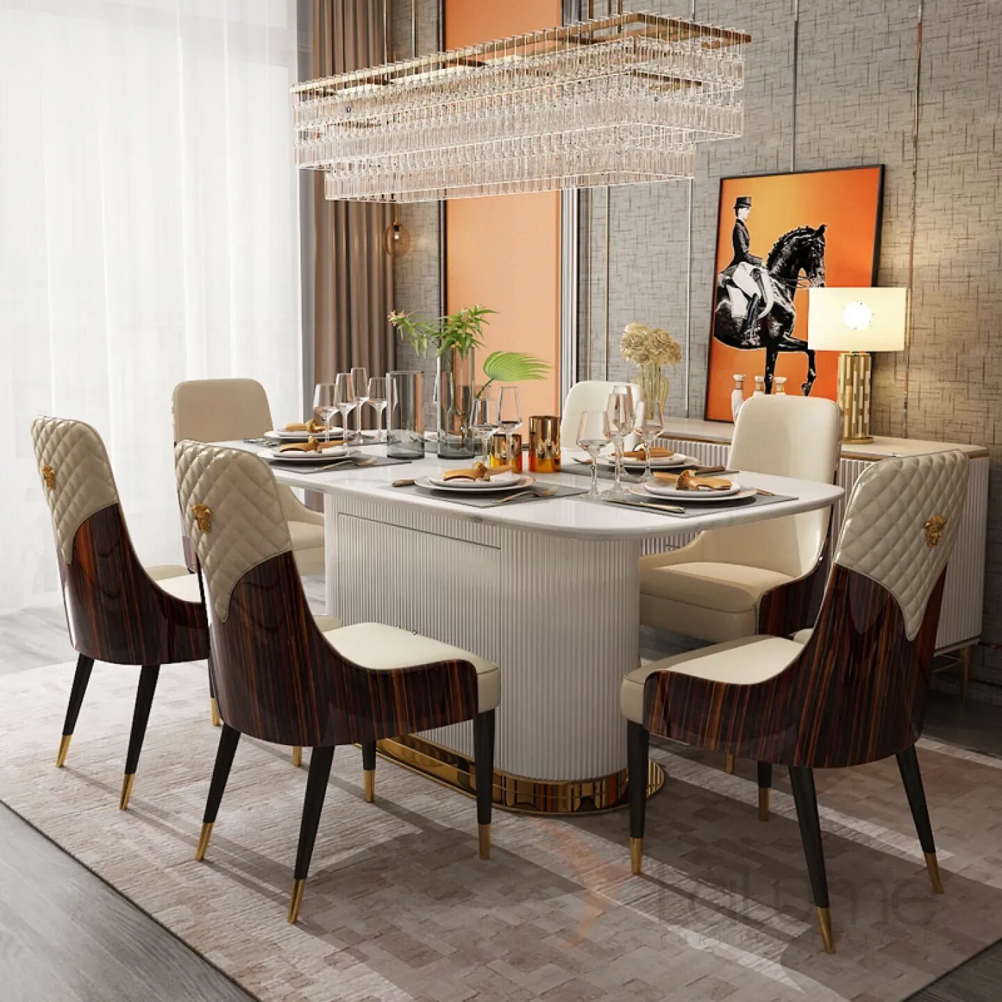 Кухня столы стулья интерьер ✅ Купить Дизайнерский обеденный стол LaLume-AZ00308 от LaLume по доступным ценам