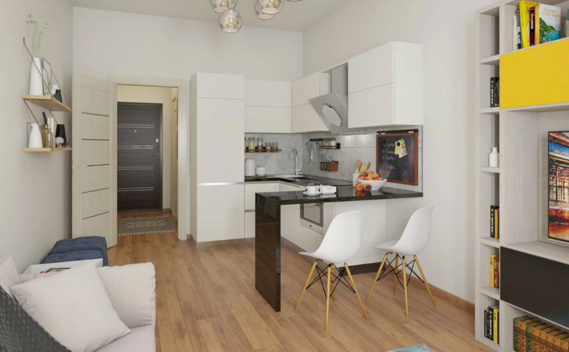 Кухня студия 14 кв м фото Купить студию, 29 м² по адресу Новосибирск, улица Коминтерна, 1с, 14 этаж, метро