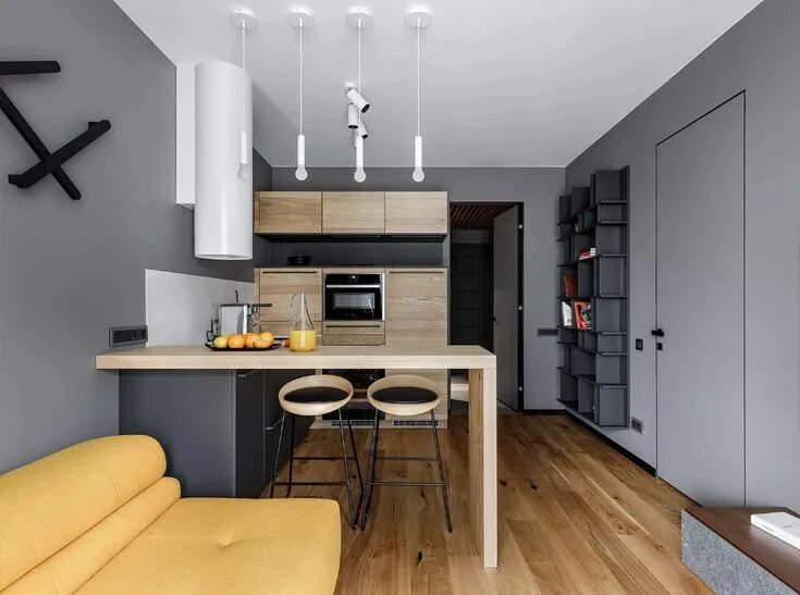 Кухня студия 16 кв фото Зина Малышева: маленькая квартира 48 кв. метров в Петербурге * Интерьер+Дизайн Д