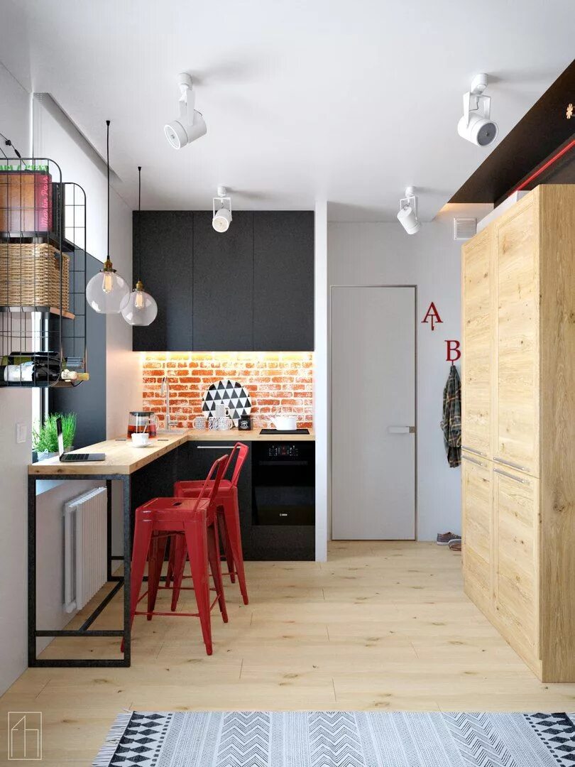 Кухня студия 17 кв м дизайн Проект студии 17 м. - Архитектурный журнал ADCity Kitchen remodel design, Kitche