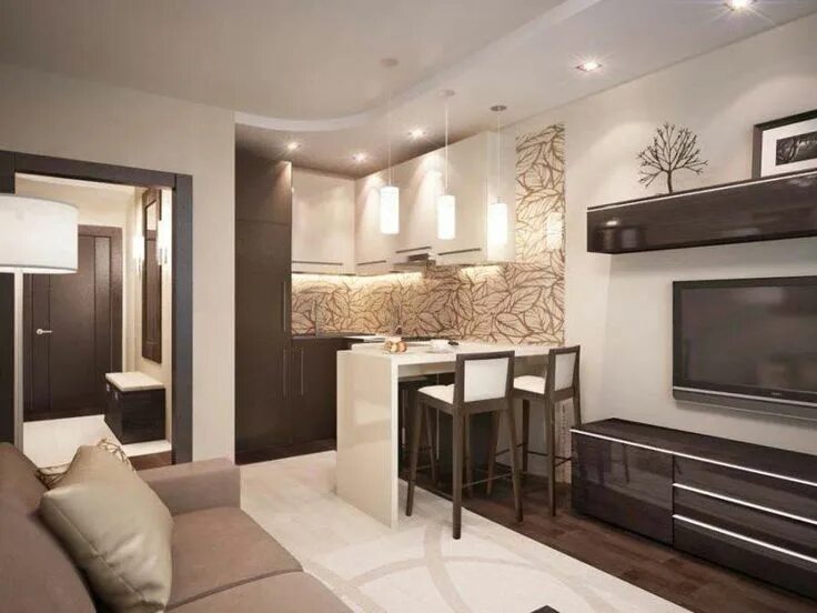 Кухня студия 18 кв м дизайн фото Идеи дизайна для кухни-гостиной 18 кв.м Интерьер, Интерьер кухни, Дизайн