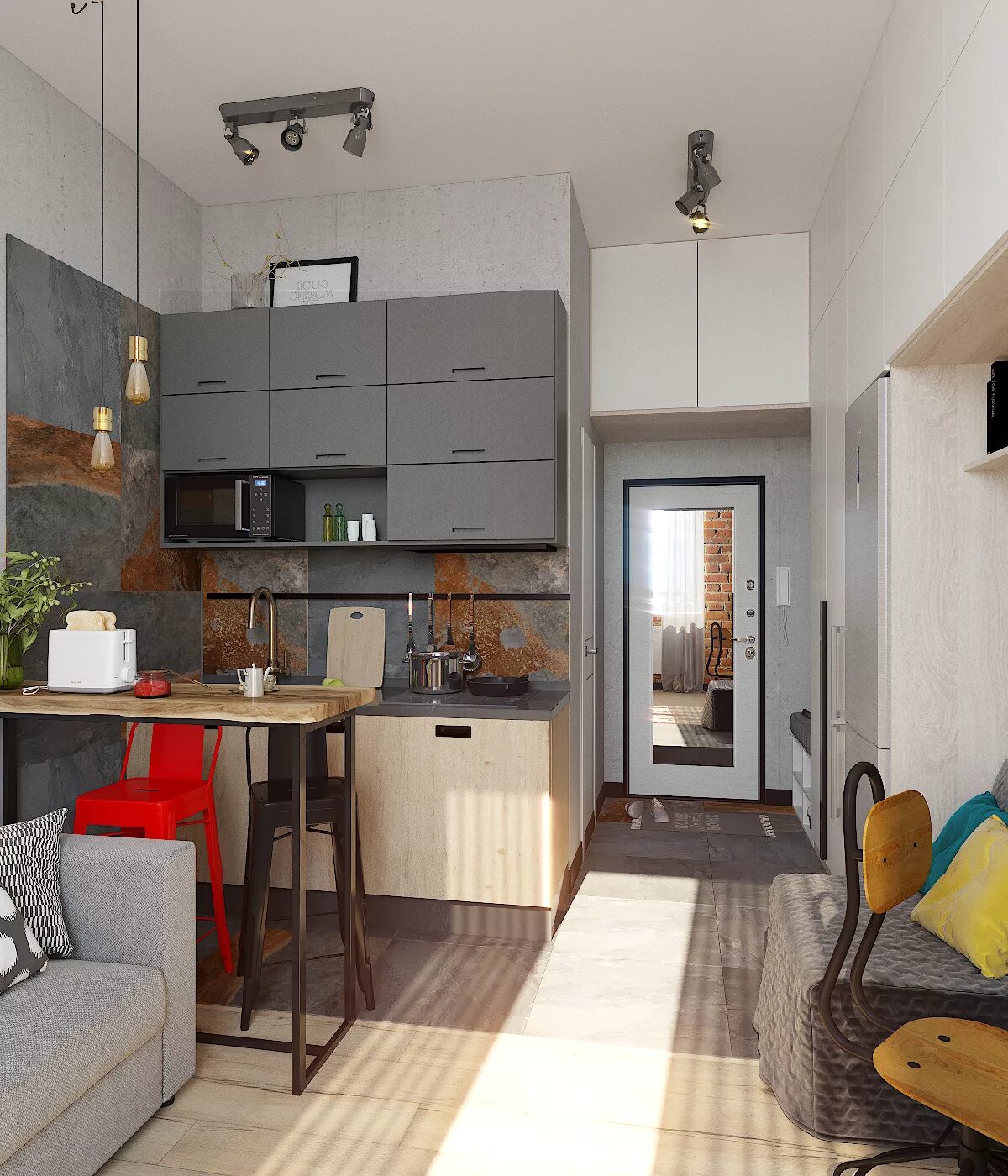 Кухня студия 18 кв м дизайн фото Ремонт студии 20 кв м фото - DelaDom.ru