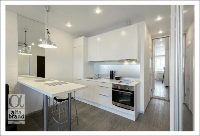 Кухня студия 30 кв м фото Симагина Ольга. Архитектурные бюро, Дизайн студии. Интерьеры www.SibDESIGN.ru Sm