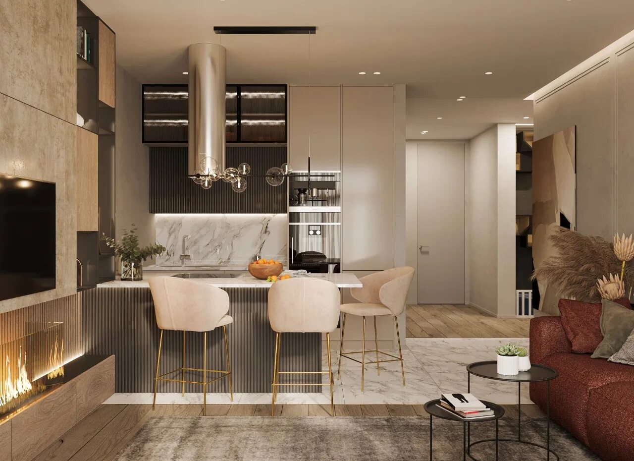 Кухня студия дизайн 20 Квартира 100м2 в ЖК "Дипломат"