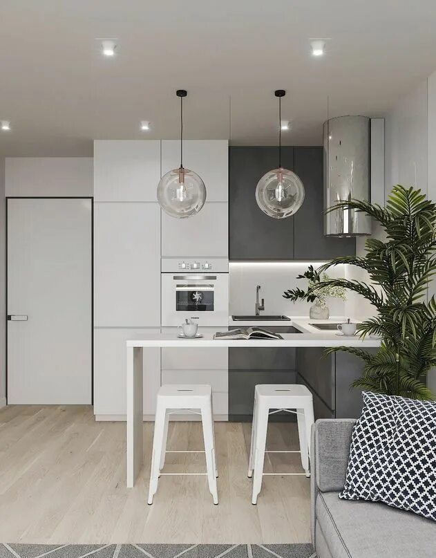 Кухня студия дизайн 2024 Ivory and Noir Small apartment kitchen, Home decor kitchen, Modern kitchen desig