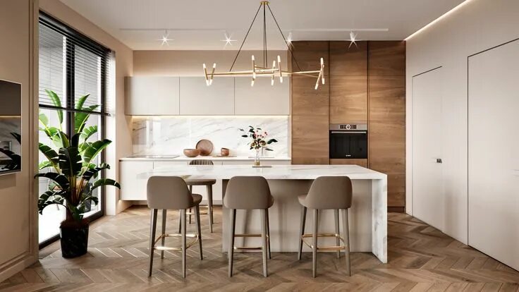 Кухня студия дизайн 2024 Проект дизайна RYBALSKY APARTMENT "Anna Neiman Design" Modern kitchen apartment,