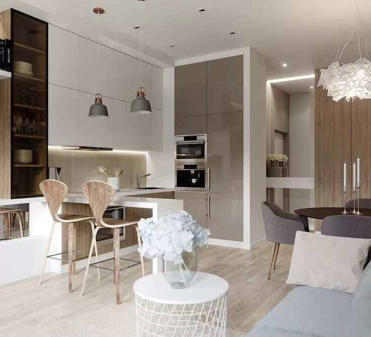 Кухня студия дизайн 2024 ДИЗАЙН СТУДИЯ А+Б's photos Diseño de cocina moderna, Muebles para departamentos 