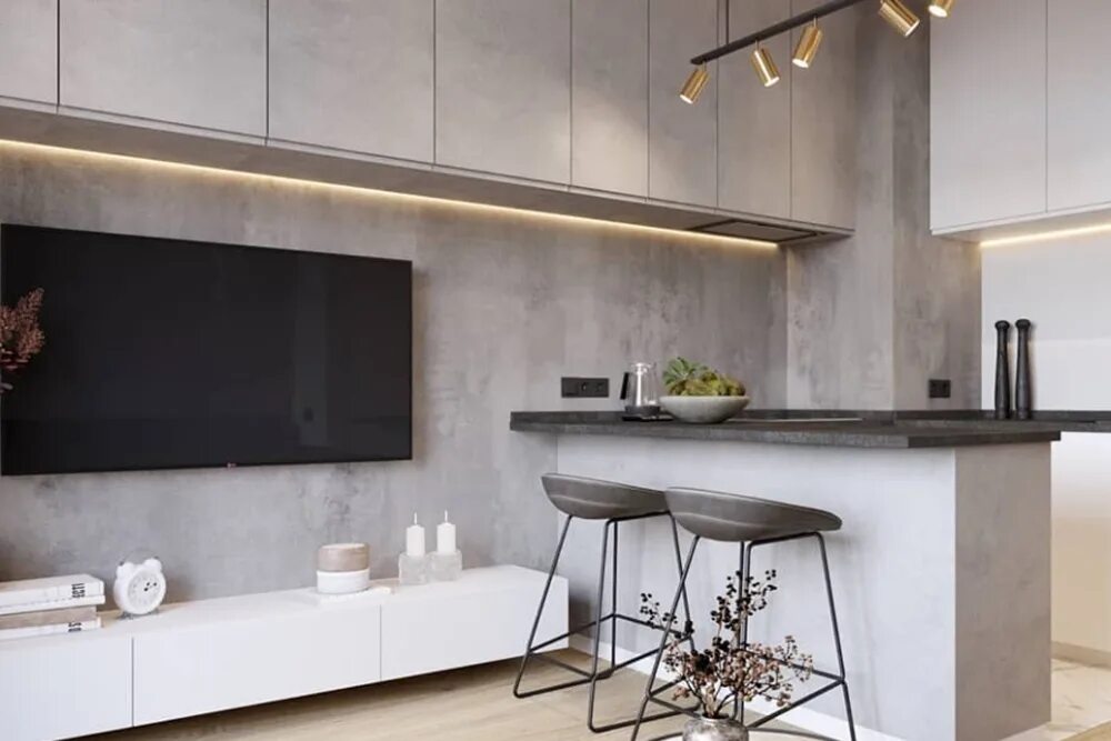 Кухня студия дизайн 2024 Дизайн кухни-гостиной: 70 лучших фото, стили, цвета, идеи интерьеров в 2024 году