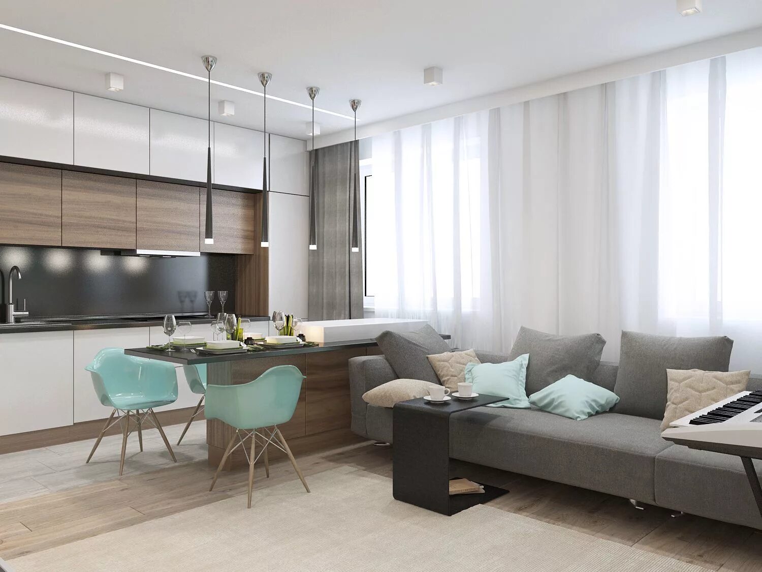 Кухня студия дизайн интерьера Современная и функциональная квартира в Москве Kitchen room design, Small apartm