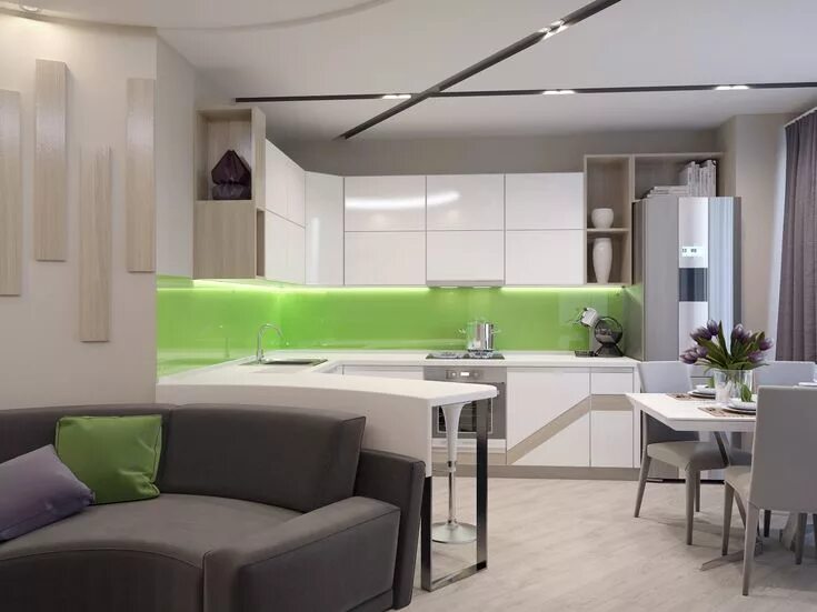 Кухня студия дизайн проекта Маленькая трешка на 56 квадратах: интересный проект в Киеве - INMYROOM Kitchen r