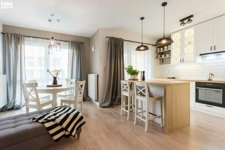 Кухня студия два окна дизайн Otwarta kuchnia z wyspą i salon z jadalnią - Lovingit.pl Kitchen design modern s