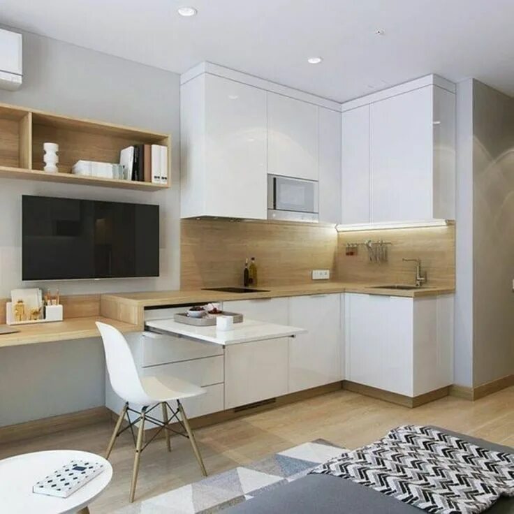 Кухня студия фото Solução INCRÍVEL para pequenos espaços ! Integração de cozinha sala escritório. 