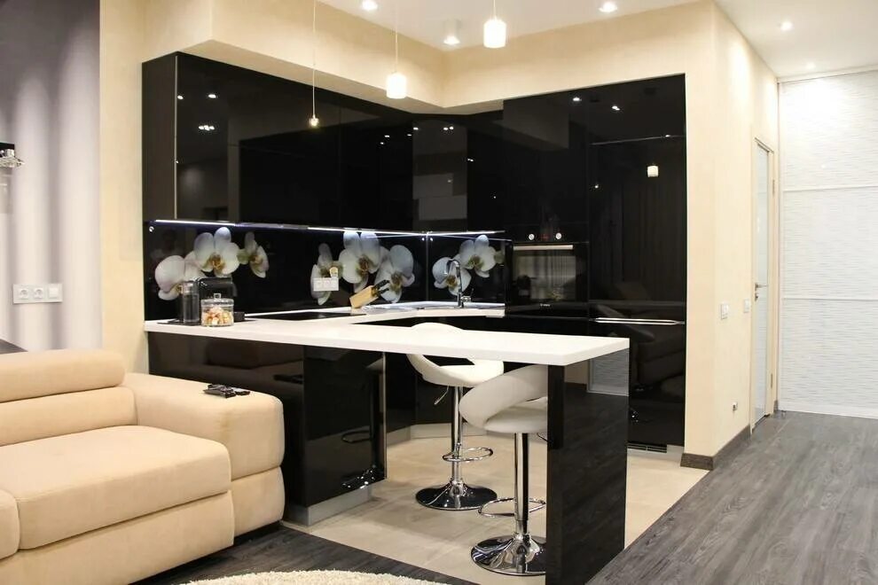 Кухня студия фото реальных Угловая кухня с барной стойкой (56 фото): дизайн кухонного гарнитура в современн