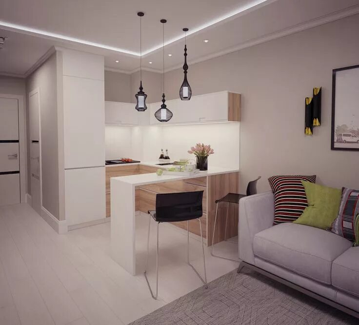 Кухня студия фото реальных Квартира-студия: дизайн интерьера Small apartment design, Small kitchen design a