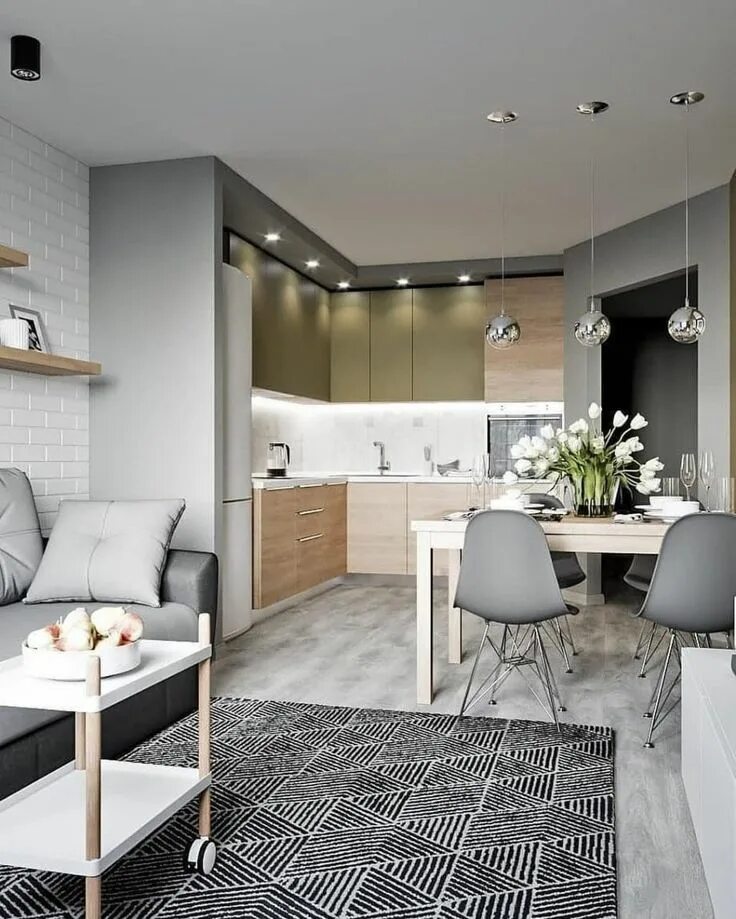Кухня студия квадратная дизайн Кухня-гостинная Small apartment interior, Elegant kitchen design, Modern kitchen