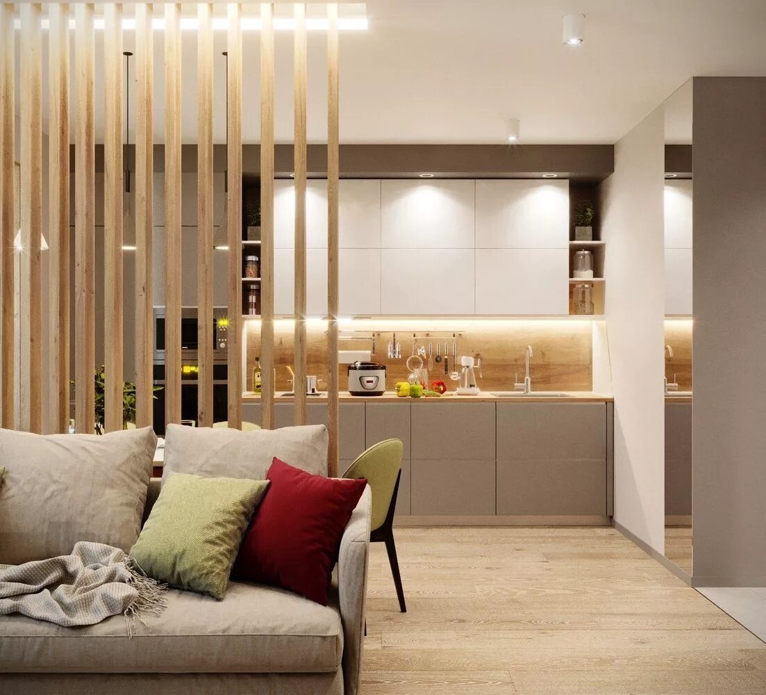 Кухня студия перегородка фото Однушка с гардеробной: проект в Санкт-Петербурге - INMYROOM Home decor, Interior