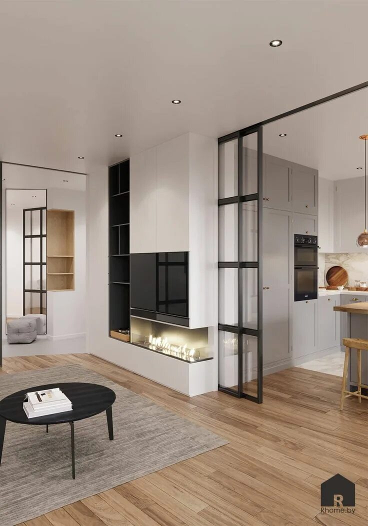 Кухня студия перегородка фото Дизайн интерьера Современная квартира с нотками скандинавского стиля Современная