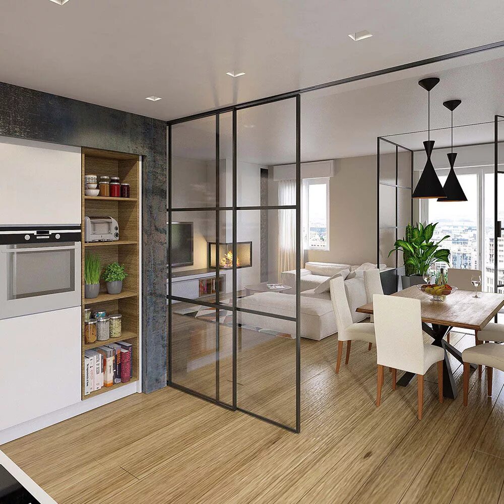 Кухня студия перегородка фото Стеклянные перегородки в студии купить по низкой цене в Симферополе - КрымЛидер