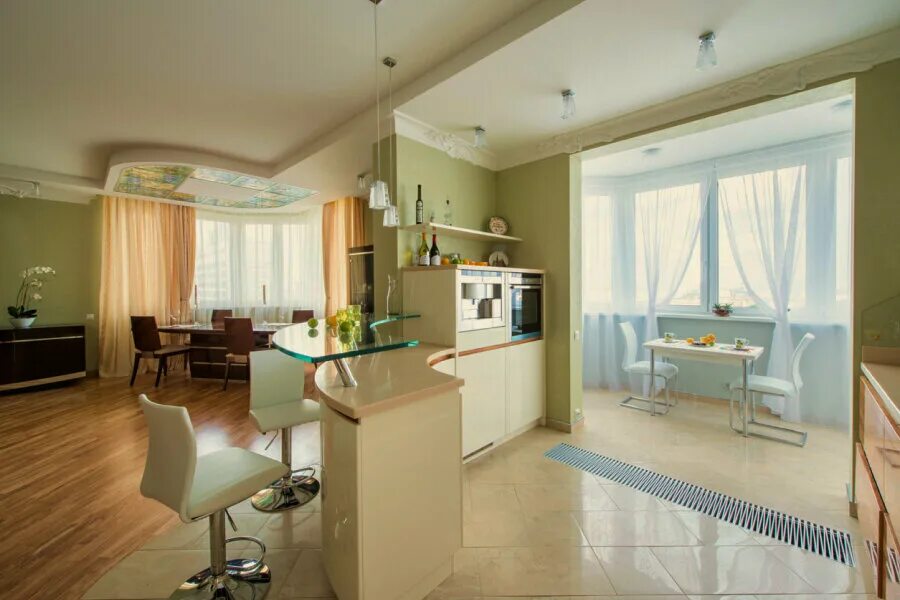 Кухня студия с балконом фото ProfOst, balconies and loggias' glazing, Moscow, Yegoryevsky Drive, 8с3 - Yandex