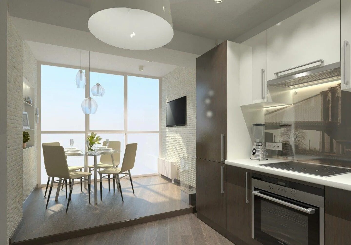 Кухня студия с балконом фото Кухня с балконом объединение дизайн - выберите оптимальный для себя вариант!