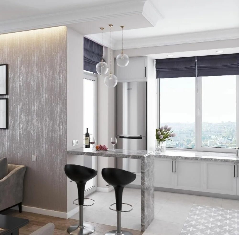 Кухня студия с балконом фото Объединение лоджии с комнатой, кухней в Нижнем Новгороде - Цены