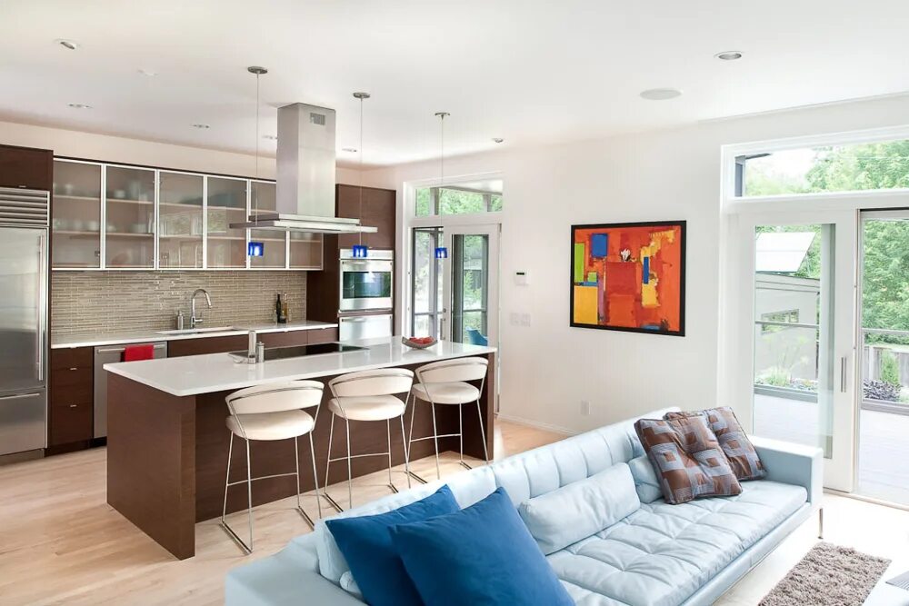 Кухня студия совмещенная с гостиной фото Объединяем кухню и гостиную: обзор от профессионалов Плитки Москвы