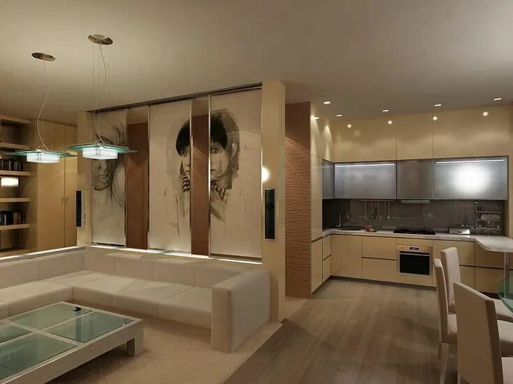 Кухня студия совмещенная с гостиной фото Гостиная совмещенная с кухней в хрущевке фото: дизайн интерьера, планировка кухн