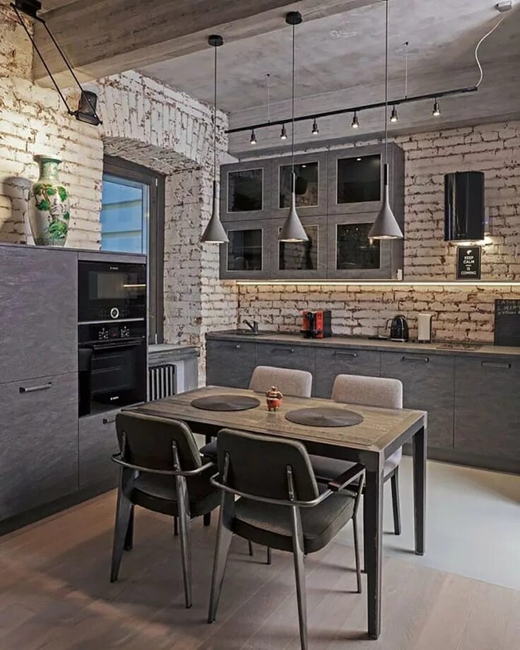 Кухня студия стиль лофт Aplomb Concrete Pendant Lamp Loft kitchen, Industrial style kitchen, Kitchen des